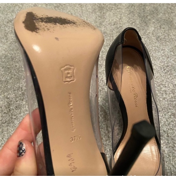 Gianvito Rossi Plexi 85 leather and PVC pumps designer heels black 37.5 - Picture 3 of 9